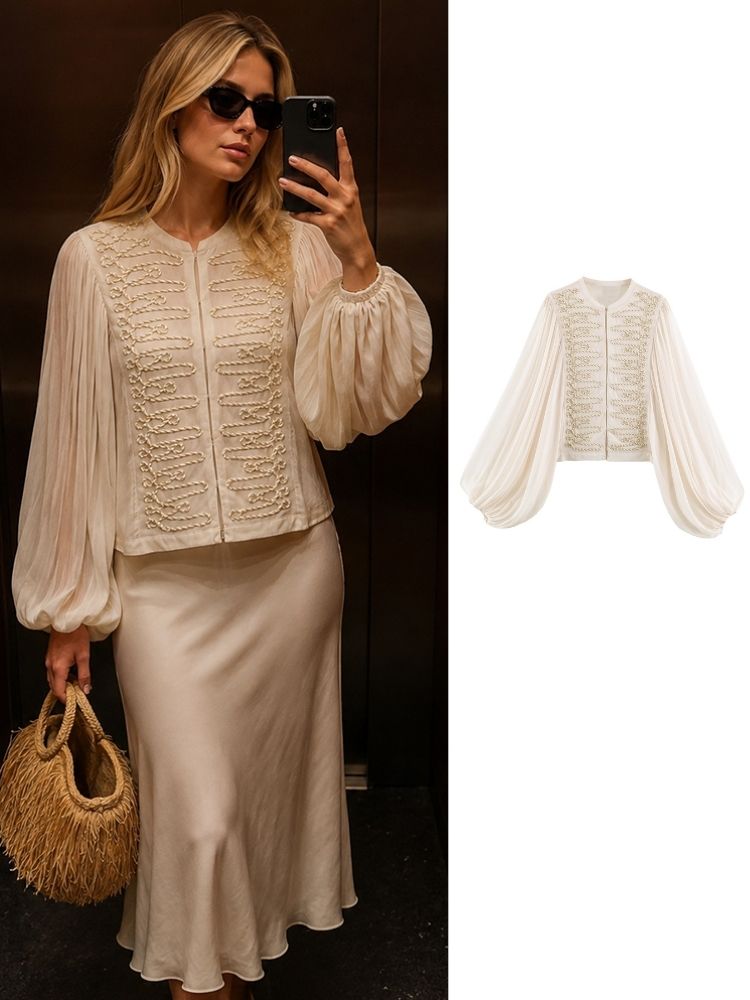 Embroidery Cardigan - HH Women Spring Summer Chiffon Cropped