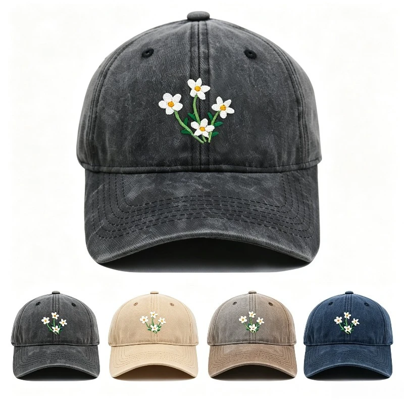 Embroidery Daisy Flower - Vintage Washed Cotton Daisy Flower Embroidery