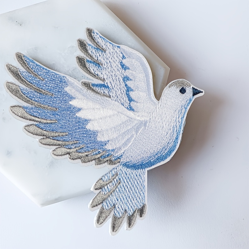 Embroidery Gradient - 1pc blue-white gradient dove embroidery patch,