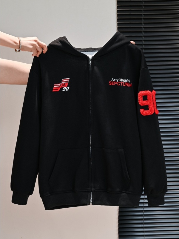 Embroidery Cardigan - American Retro Letter Embroidery Hoodie Women's