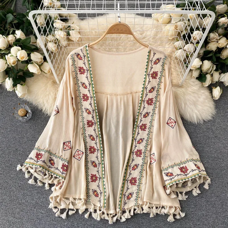 Summer Women's Shirt Bohemian  - Embroidery Cardigan review and price