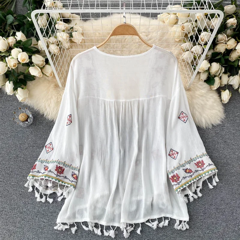 Summer Women's Shirt Bohemian  - Embroidery Cardigan review and price