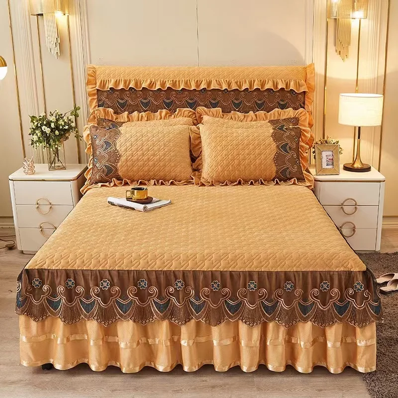 Luxury Thick Velvet Quilted Be - Embroidery Quilt Cover review and price