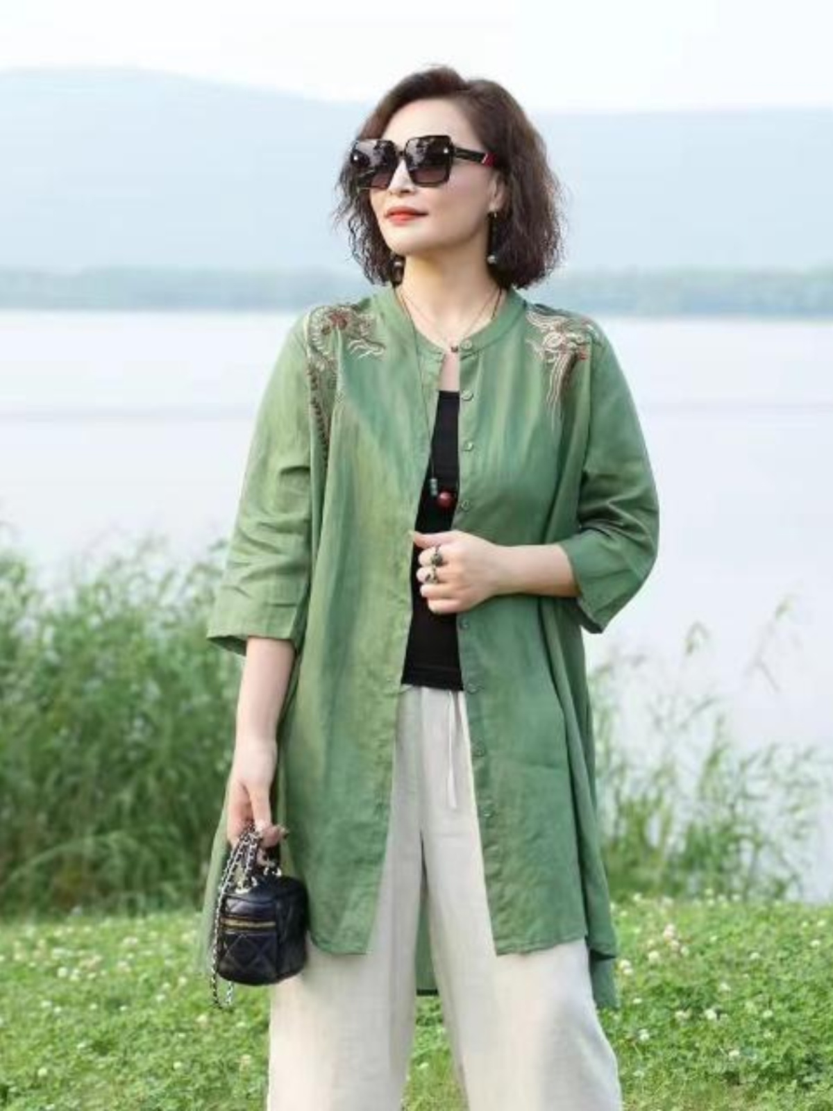 Retro Embroidered Cotton Linen - Embroidery Cardigan review and price