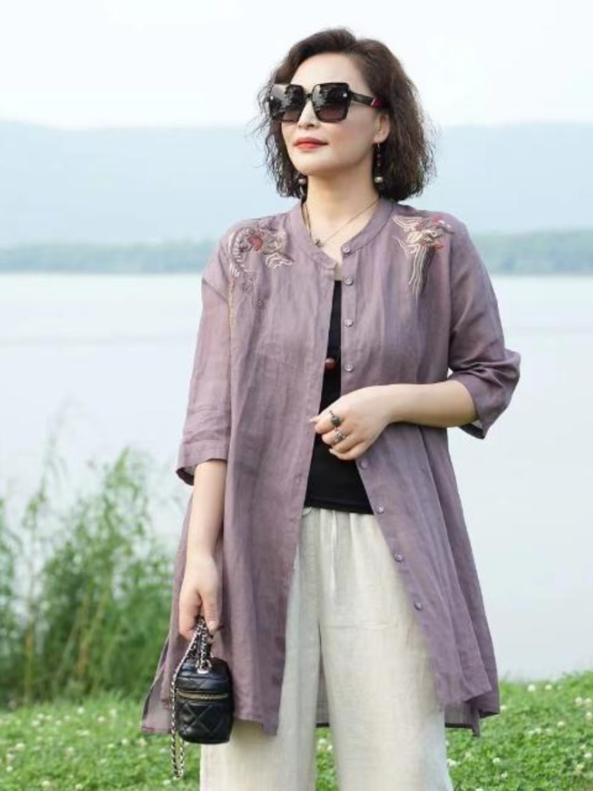Retro Embroidered Cotton Linen - Embroidery Cardigan review and price