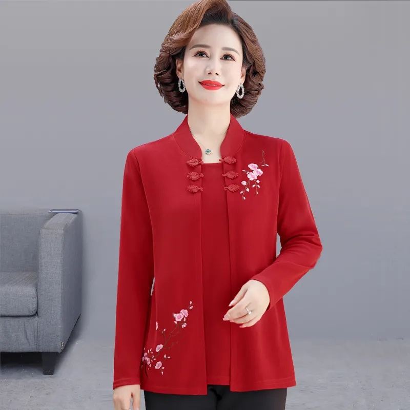 Middle-Aged Women Embroidery C - Embroidery Cardigan review and price