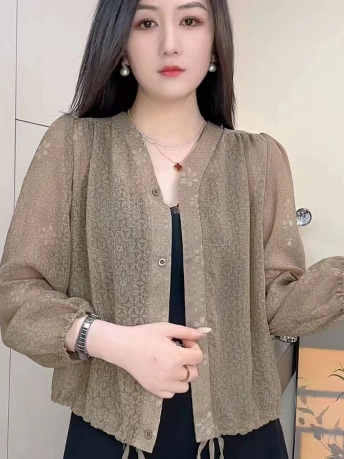 Elegant Long Sleeve Floral Emb - Embroidery Cardigan review and price