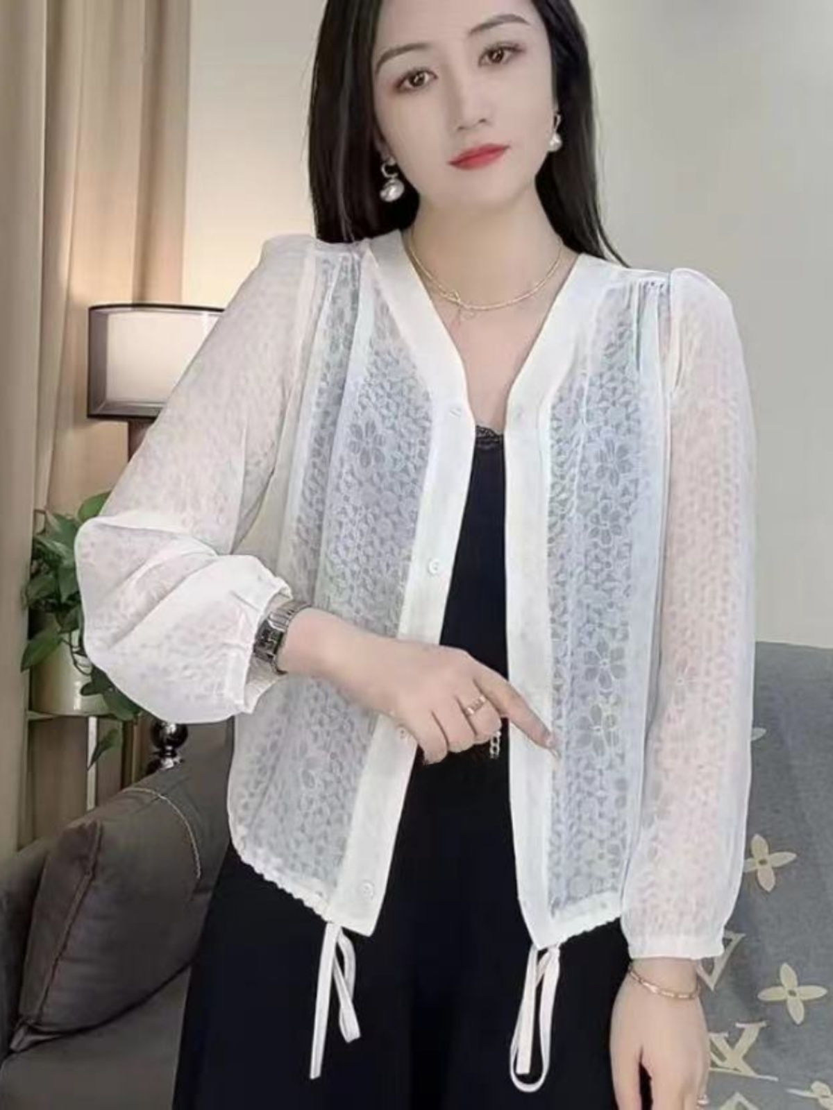 Elegant Long Sleeve Floral Emb - Embroidery Cardigan review and price