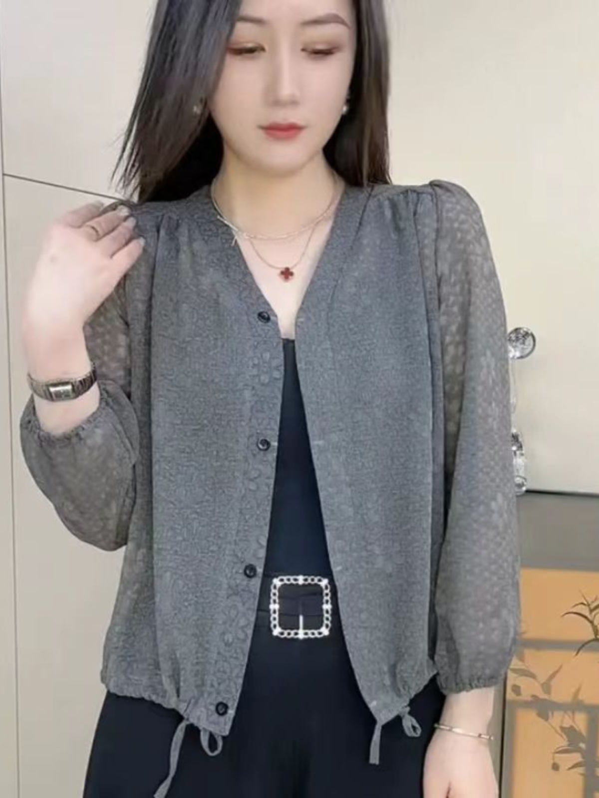 Elegant Long Sleeve Floral Emb - Embroidery Cardigan review and price