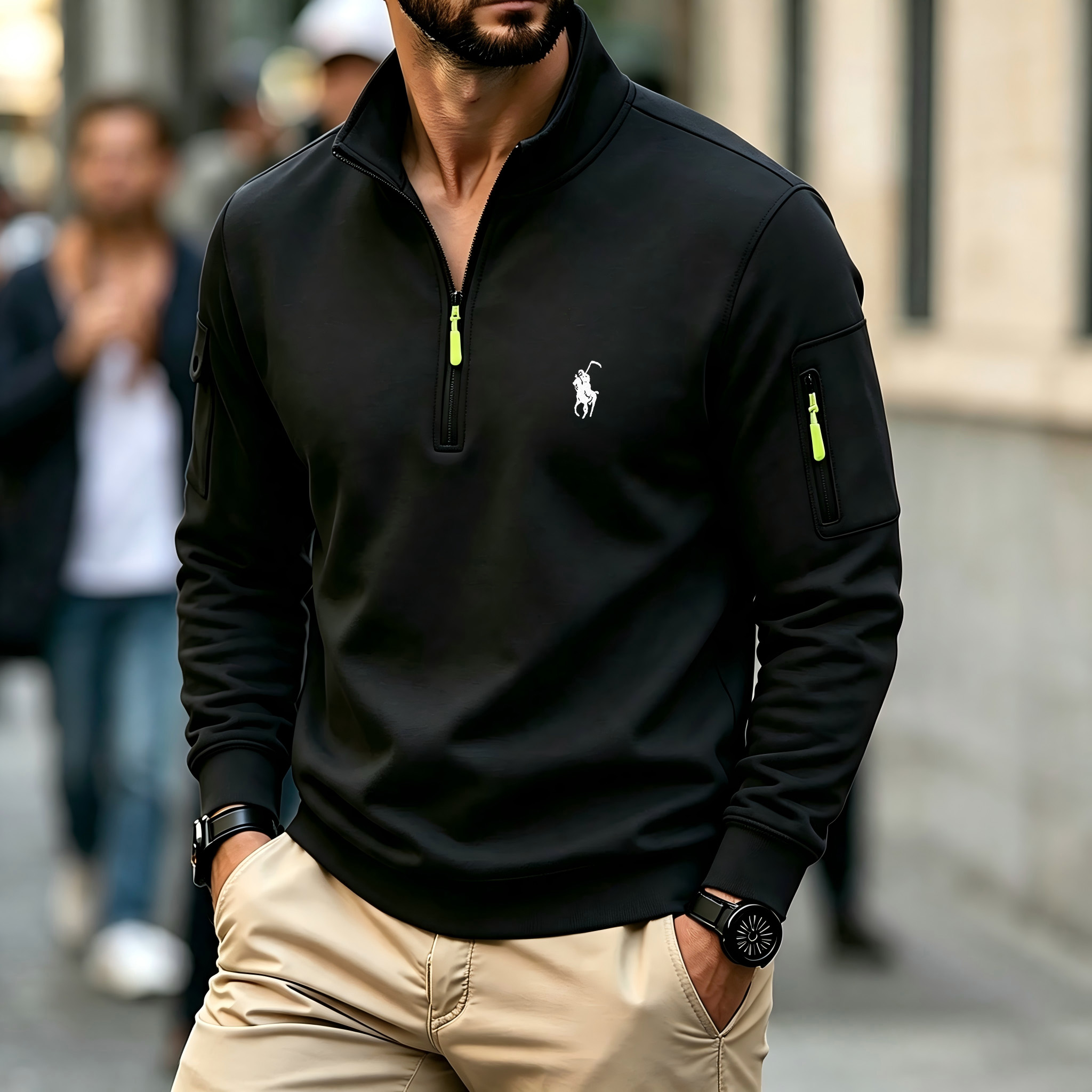 Men's Contrasting Half-Zip Sta - Embroidery Design Free review and price