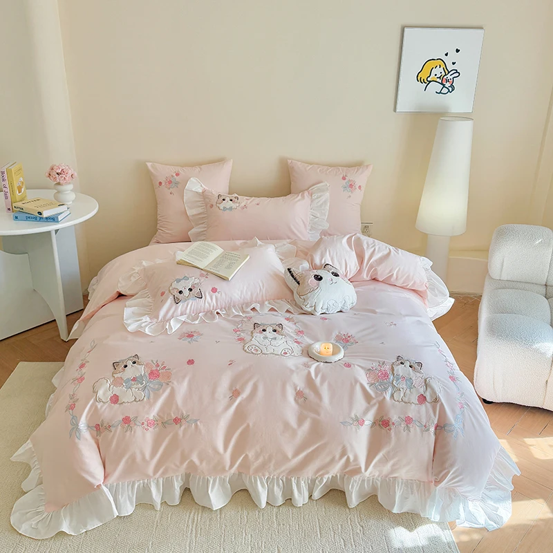 Pink Pure cotton cute cartoon  - Embroidery Quilt Cover review and price