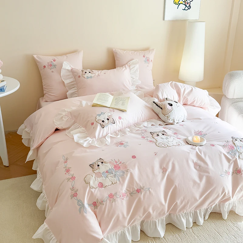 Pink Pure cotton cute cartoon  - Embroidery Quilt Cover review and price