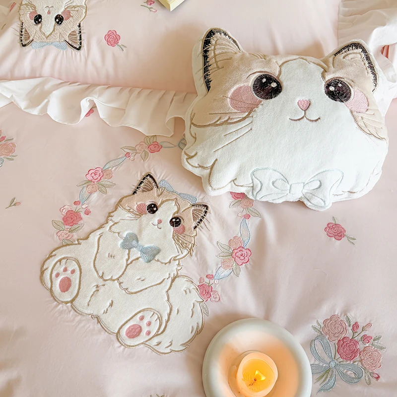 Pink Pure cotton cute cartoon  - Embroidery Quilt Cover review and price