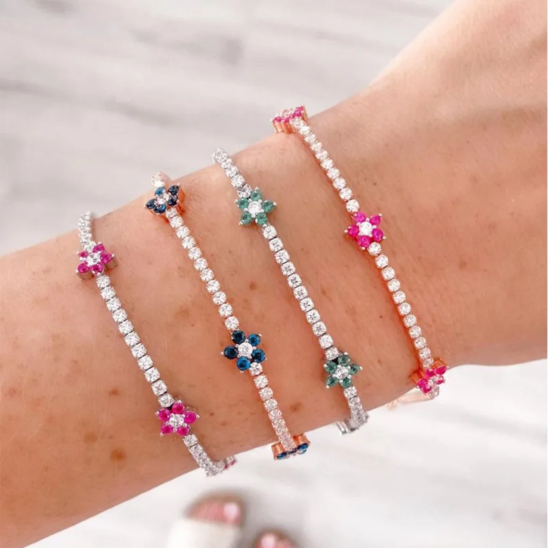 Luxury Rainbow CZ Flower Tenni - Embroidery Daisy Flower review and price