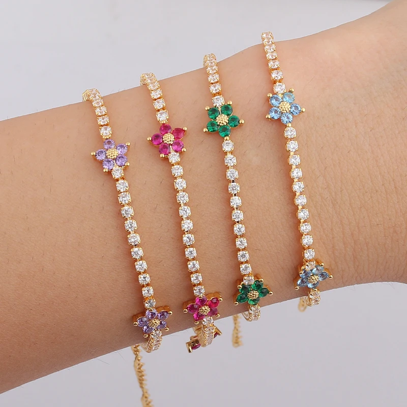 Luxury Rainbow CZ Flower Tenni - Embroidery Daisy Flower review and price