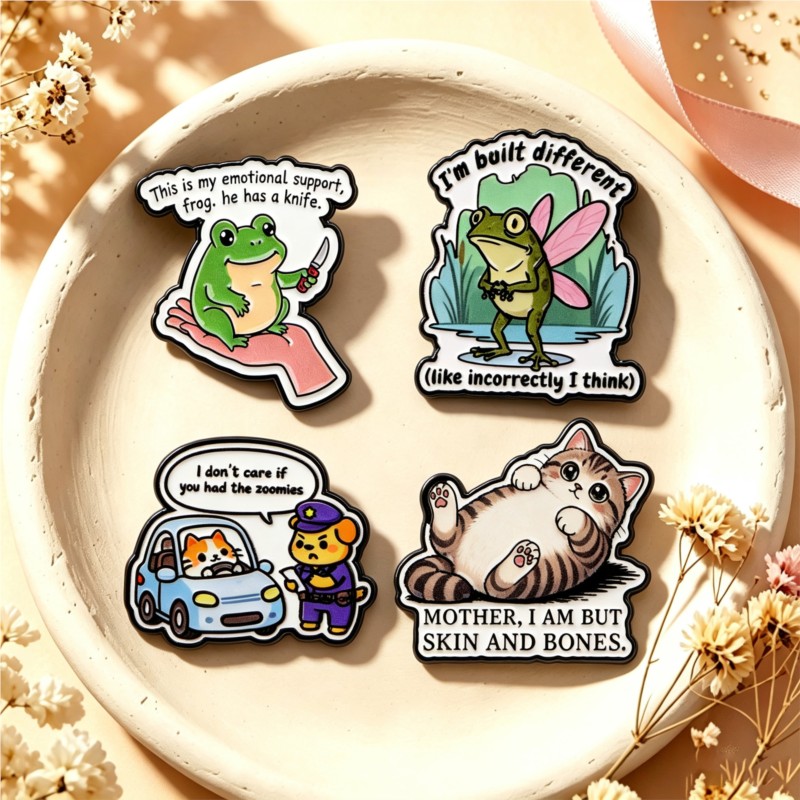 Quote Enamel Pin Cute Frog Cat - Embroidery Textile review and price