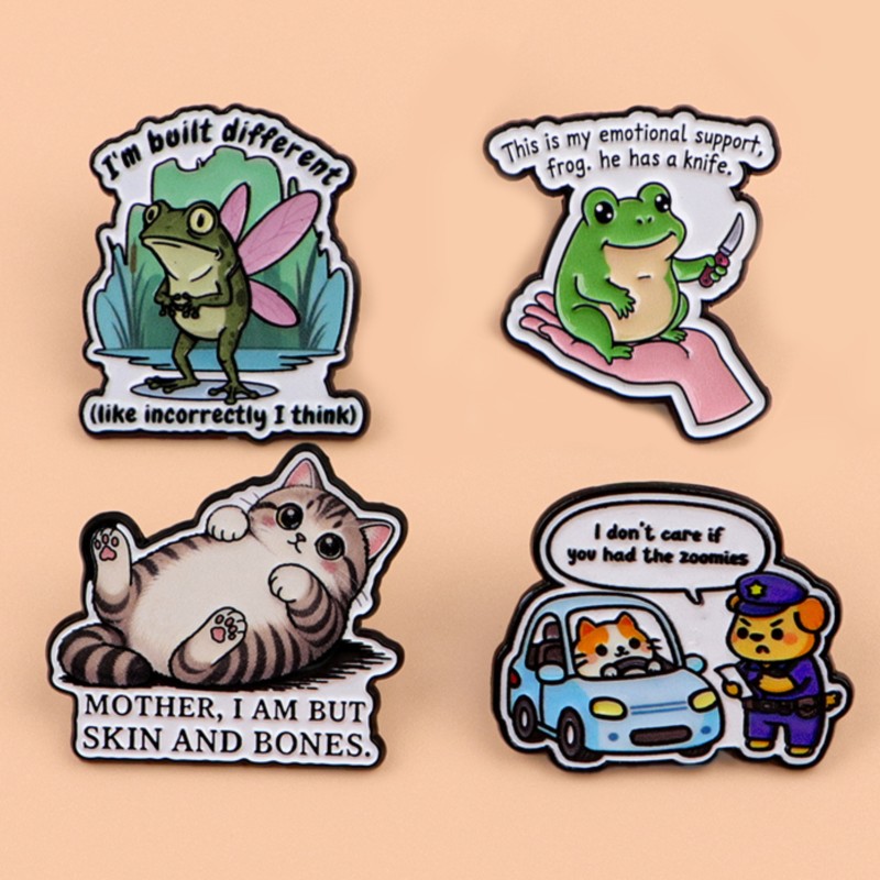 Quote Enamel Pin Cute Frog Cat - Embroidery Textile review and price