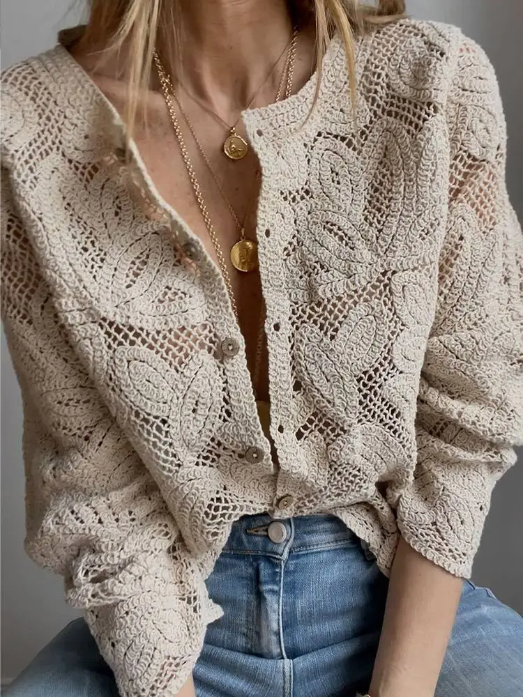 Women's Crochet Knit Shirts Bu - Embroidery Cardigan review and price