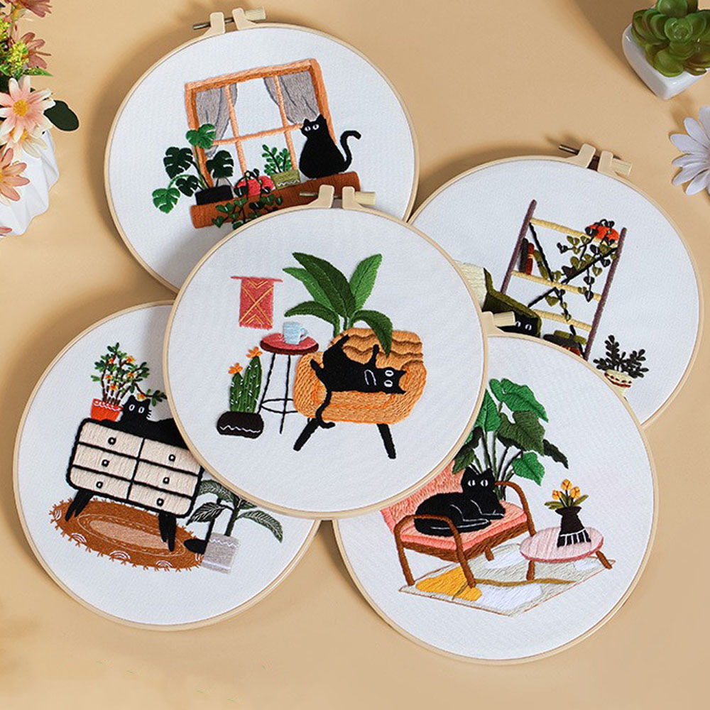 Embroidery Kit with Black Cat  - Embroidery Ideas For Bags review and price