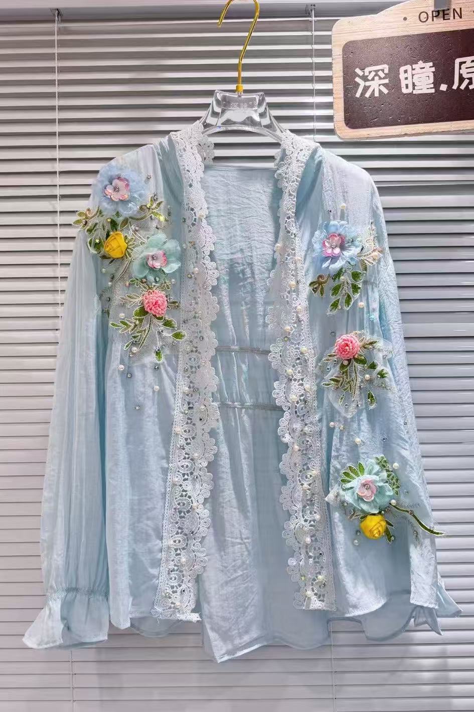 Breathable Cotton Blended Whit - Embroidery Cardigan review and price